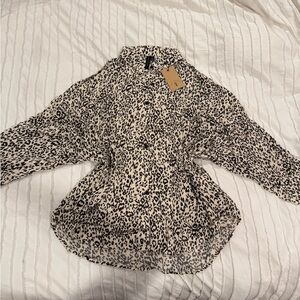 Snow Leopard Print Blouse